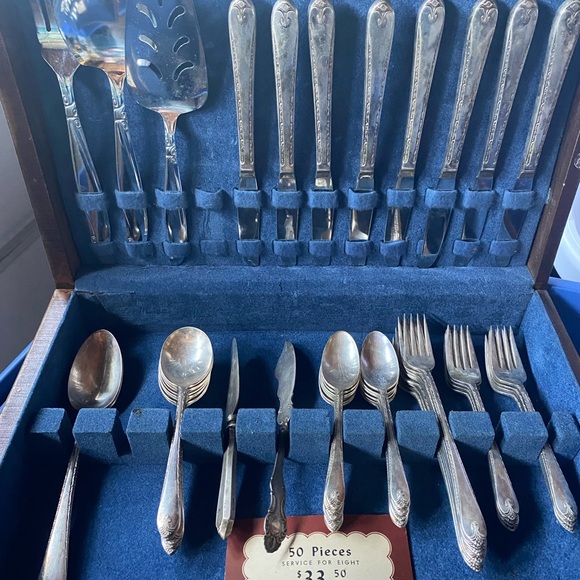 Vintage 1950’s Silver Serveware Dining Set with Ornate Design